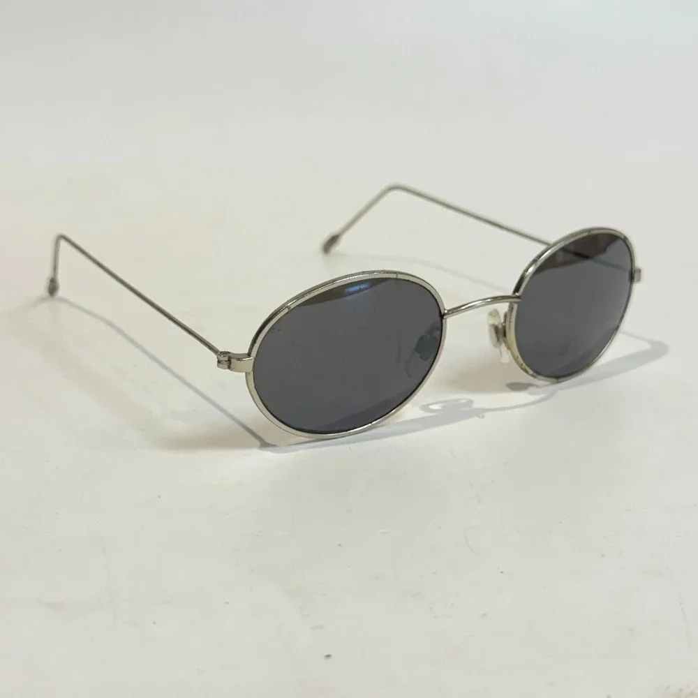 Vintage Y2K Oval Wire Frame Sunglasses Dark Lens Matrix Style Retro 90s